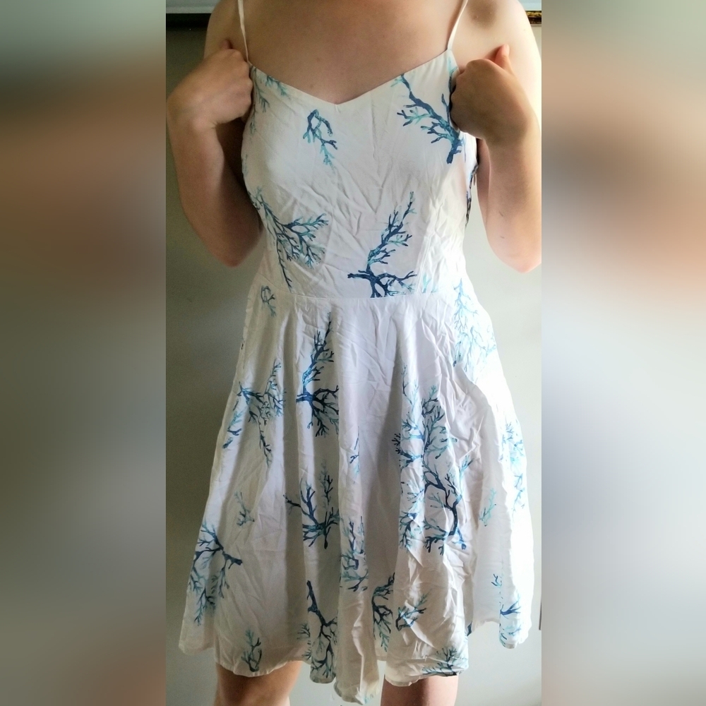 Old Navy White Midi Sundress with Blue Coral Print Cami Dress